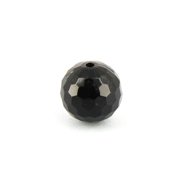 Perle ronde à facettes en résine - Noir - 15 x 15 mm