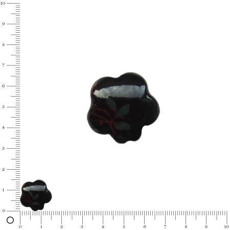 Perle céramique fleur imprimée Ø 15 mm - Noir
