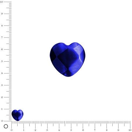 Perle en verre œil de chat forme coeur Ø 10 mm - Bleu