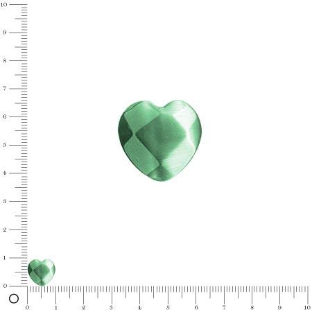 Perle en verre œil de chat forme coeur Ø 10 mm - Vert d'eau