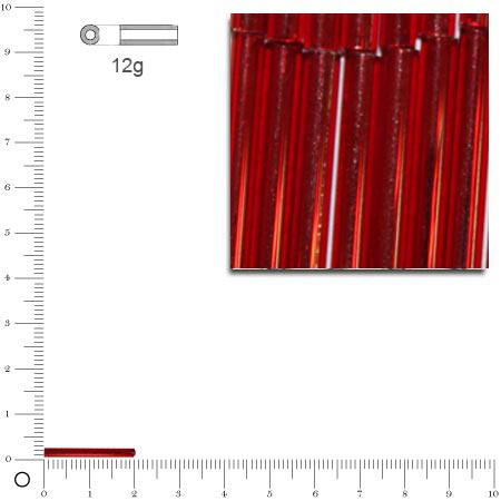 Rocailles tubes intérieur argenté - Rouge - 20 mm x 12 g