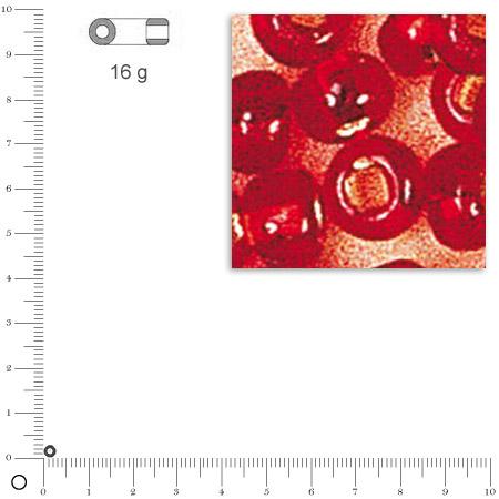 Rocailles intérieur argenté - Rouge - Ø 2,6 mm x 16 g