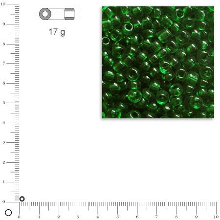Rocailles transparentes - Vert - Ø 2,6 mm x 17 g