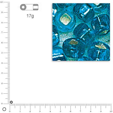 Mini-rocailles intérieur argenté - Turquoise - Ø 2 mm x 17 g