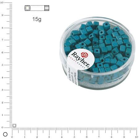 Rocaille Metallic dépoli dé - Turquoise - 3,4 mm x 15 g
