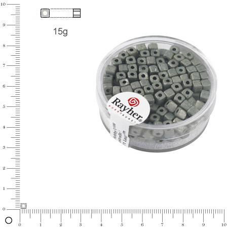 Rocaille Metallic dépoli dé - Anthracite - 3,4 mm x 15 g