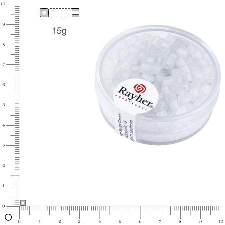 Rocailles Arktis dépolies dés - Blanc - 3,4 mm x 15 g