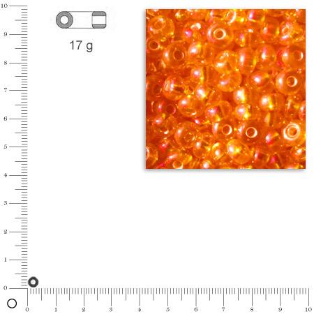 Rocailles rainbow intérieur argenté - Jaune mandarine - Ø 4 mm x 17 g