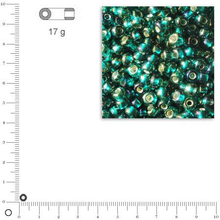 Rocailles rainbow intérieur argenté - Emeraude - Ø 4 mm x 17 g