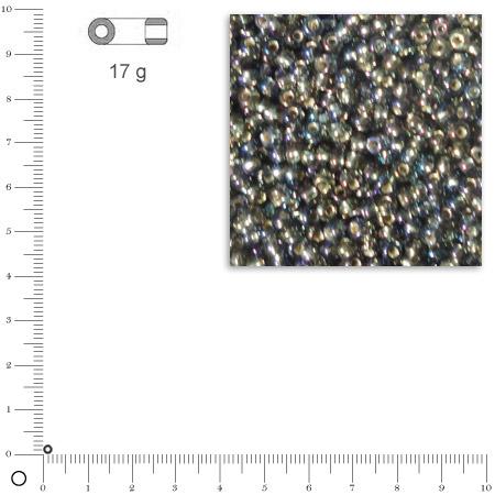 Mini-rocailles rainbow intérieur argenté - Gris acier - Ø 2 mm x 17 g