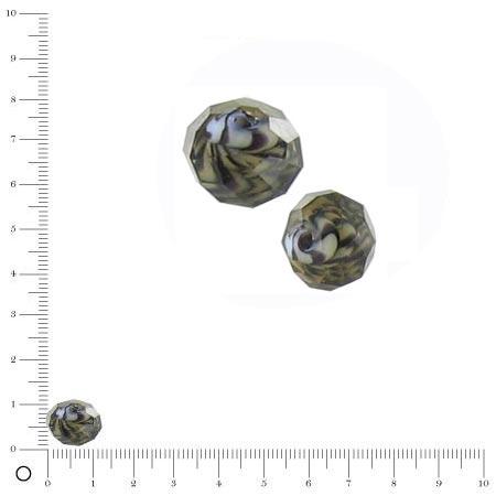 Perle donut en verre tigrée à facettes Ø 12 mm - Topaze
