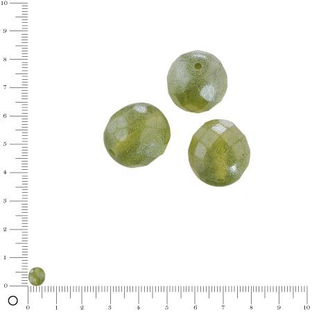 Perles verre antiques à facettes Ø 6 mm - Vert olive x 40 pces