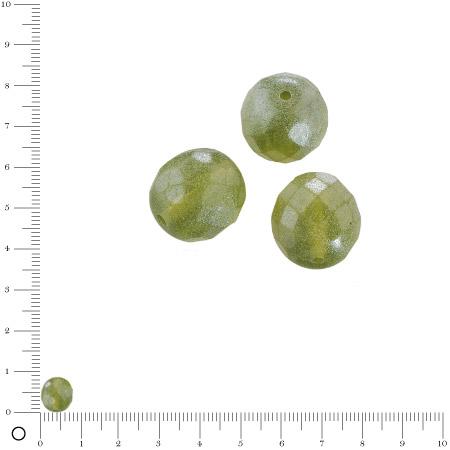 Perles verre antiques à facettes Ø 8 mm - Vert olive x 20 pces