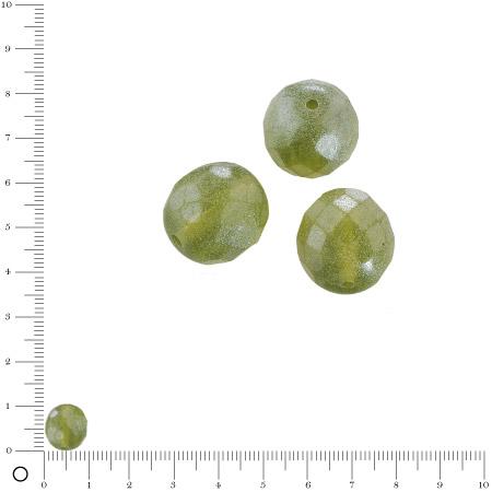 Perles verre antiques à facettes Ø 10 mm - Vert olive x 10 pces