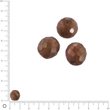 Perles verre antiques à facettes Ø 10 mm - Brun x 10 pces