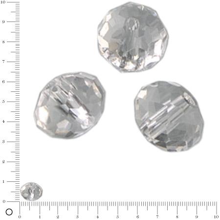 Perles en verre donut à facettes Ø 12 mm - Transparent x 8 pces