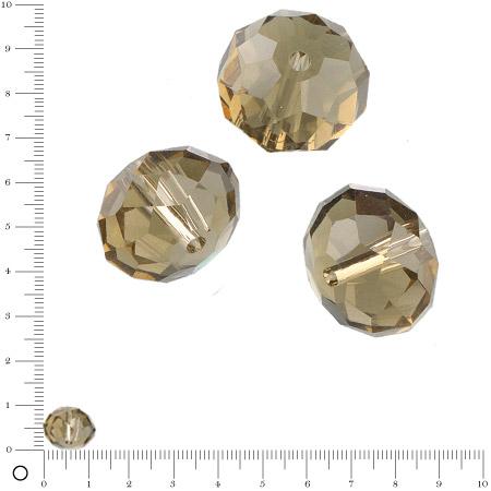 Perles en verre donut à facettes Ø 12 mm - Vert olive x 8 pces
