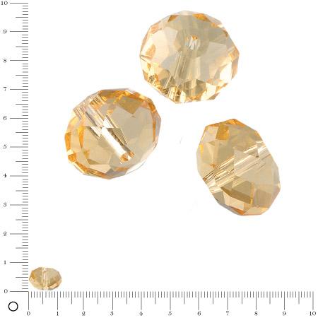 Perles en verre donut à facettes Ø 12 mm - Topaze x 8 pces
