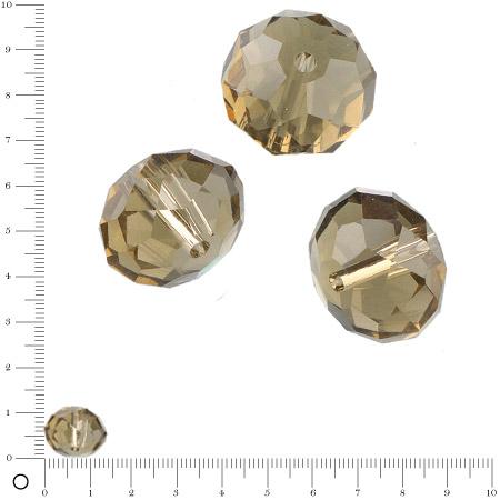 Perles en verre donut à facettes Ø 14 mm - Vert olive x 6 pces