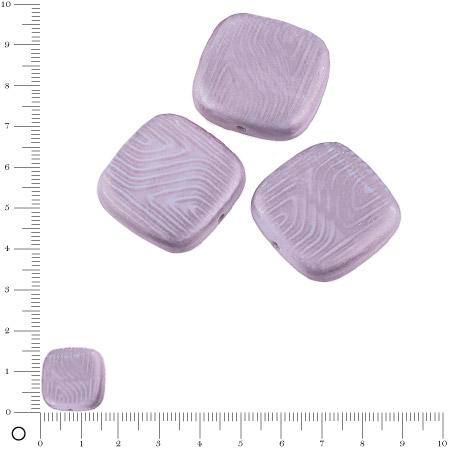 Perles carrées plates en verre Silky 16 x 16 mm - Mauve mat x 4 pces