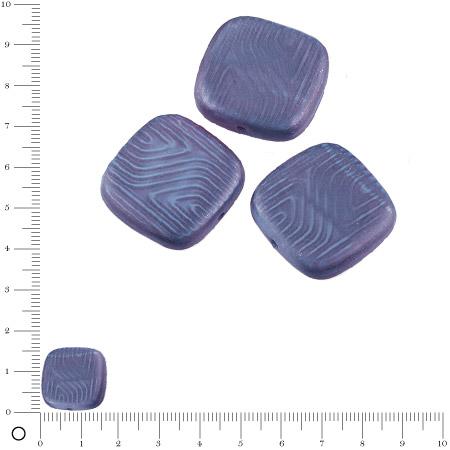 Perles carrées plates en verre Silky 16 x 16 mm - Bleu foncé mat x 4 pces