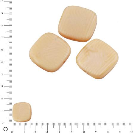 Perles carrées plates en verre Silky 16 x 16 mm - Beige mat x 4 pces