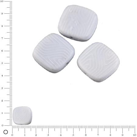 Perles carrées plates en verre Silky 16 x 16 mm - Gris clair mat x 4 pces