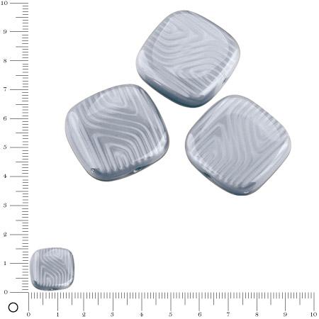 Perles carrées plates en verre Silky 16 x 16 mm - Gris clair brillant x 4 pces
