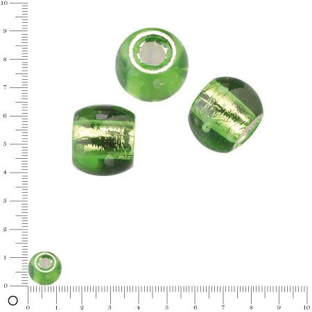 Perle en verre Ø 12 mm - Vert clair argenté