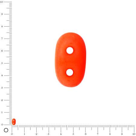 Perle en verre dépoli - Néon - Ovale 2 trous - 5 x 3 mm - Orange Fluo