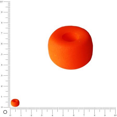 Perle en verre dépoli - Néon - Anneau Ø 9 mm - Orange Fluo