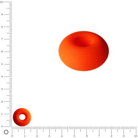 Perle en verre dépoli - Néon - Anneau Ø 14 mm - Orange Fluo