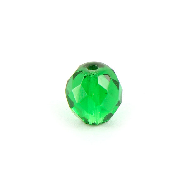 Perle ovale à facettes verre de bohème - Vert - 8 x 10 mm