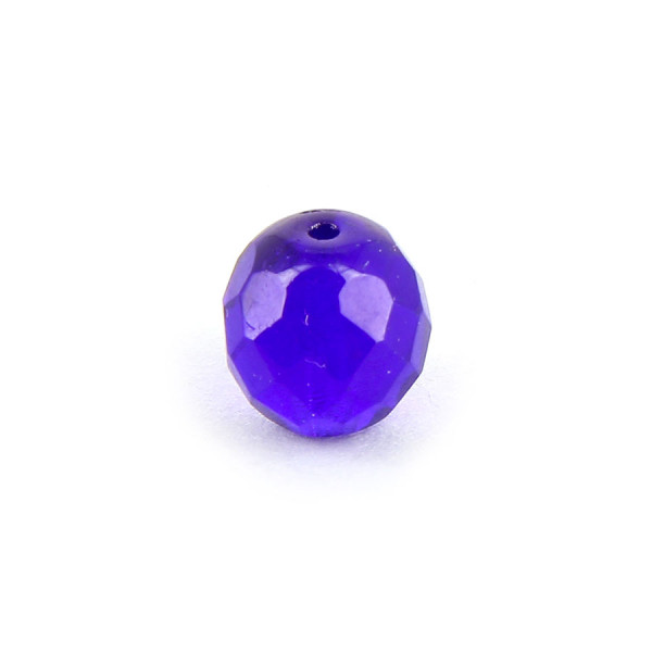 Perle ovale à facettes verre de bohème - Bleu Saphir - 9 x 10 mm