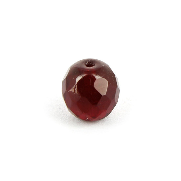 Perle ovale à facettes verre de bohème - Rouge - 9 x 10 mm