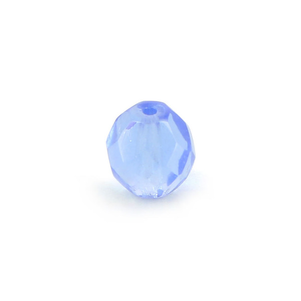 Perle ovale à facettes verre de bohème - Bleu clair transparent - 8 mm