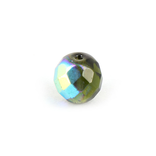 Perle ovale à facettes verre de bohème - Noir - 10 x 9 mm