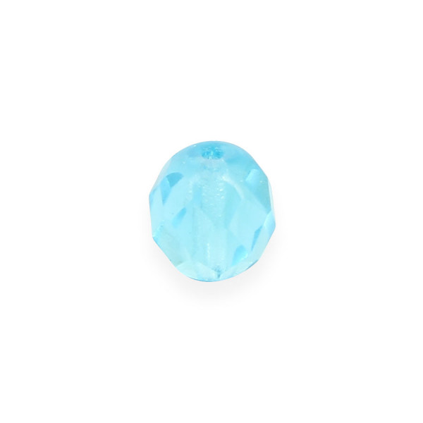 Perle ovale à facettes verre de bohème - Bleu transparent aquamarine - 10 x 9 mm
