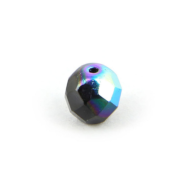 Perle ovale à facettes verre de bohème opaque - Noir - 8 x 7 mm