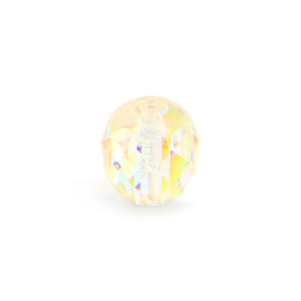 Perle ovale à facettes verre de bohème - Transparent - 8 x 7 mm