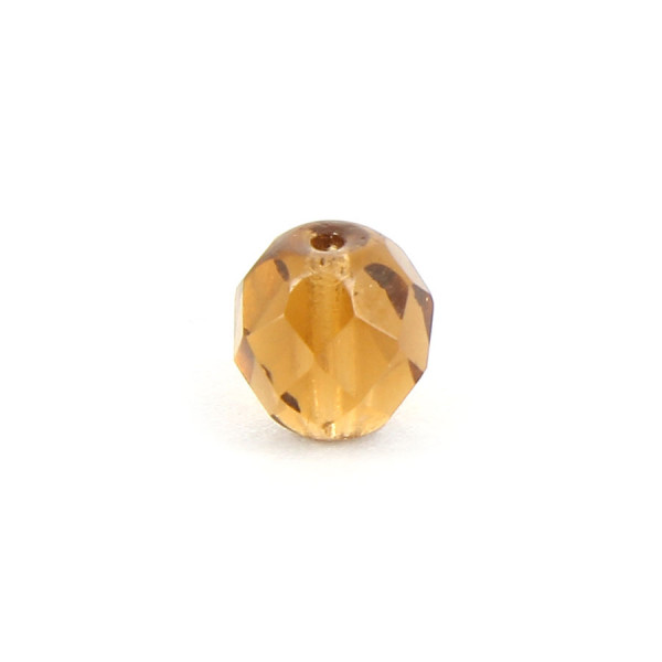 Perle ovale à facettes verre de bohème - Marron transparent - 8 x 7 mm