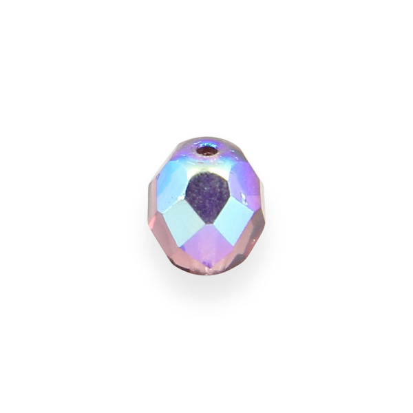 Perle ovale à facettes verre de bohème - Violet transparent - 8 x 7 mm