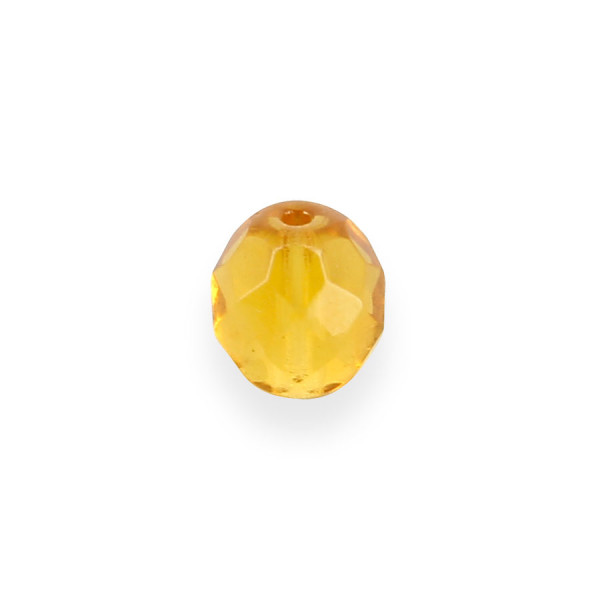 Perle ovale à facettes verre de bohème - Marron topaze - 8 x 7 mm
