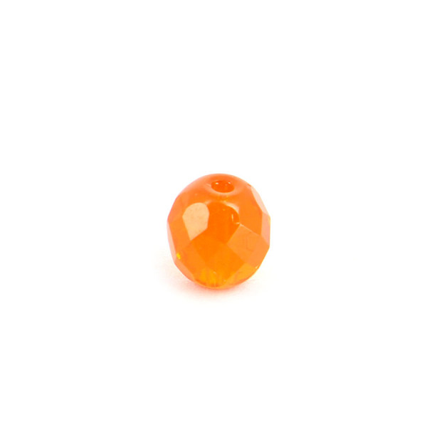 Perle ovale à facettes verre de bohème - Orange transparent clair - 8 x 7 mm