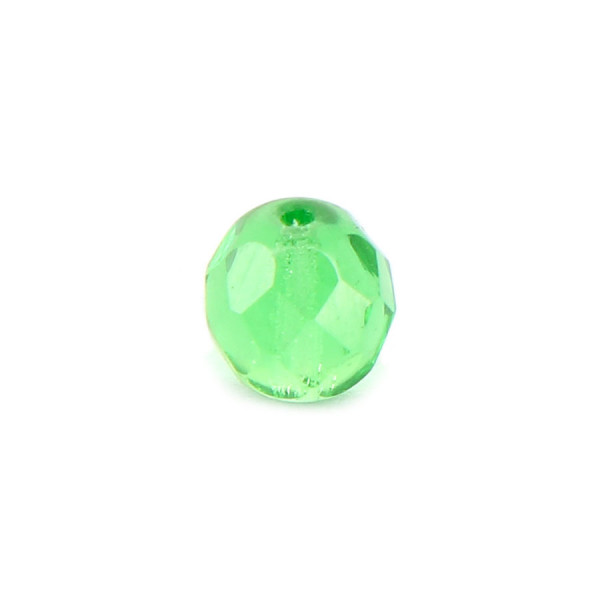 Perle ovale à facettes verre de bohème - Vert - 8 x 7 mm