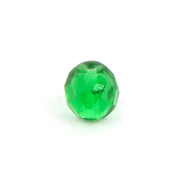 Perle ovale à facettes verre de bohème - Vert foncé - 8 x 7 mm