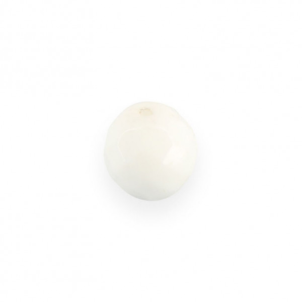 Perle ovale à facettes verre de bohème - Blanc - 10 mm