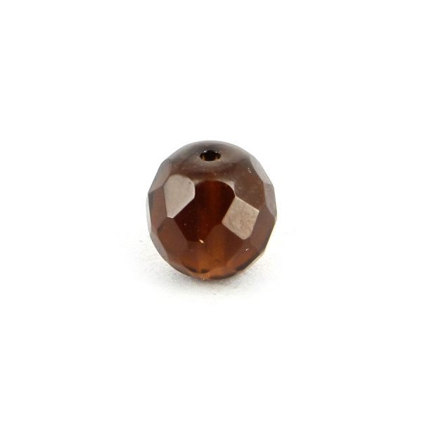 Perle ovale à facettes verre de bohème - Marron smoked - 10 mm