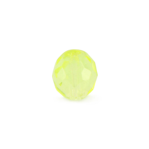 Perle ovale à facettes verre de bohème - Jaune jonquille - 10 x 9 mm