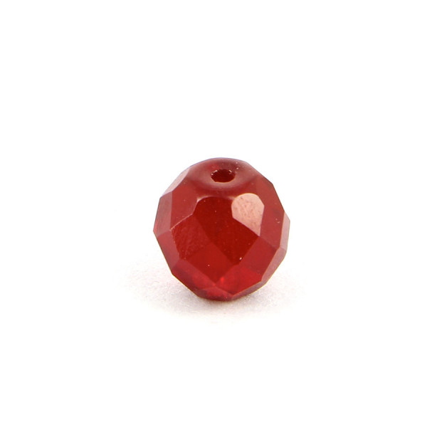 Perle ovale à facettes verre de bohème - Rouge - 10 x 9 mm